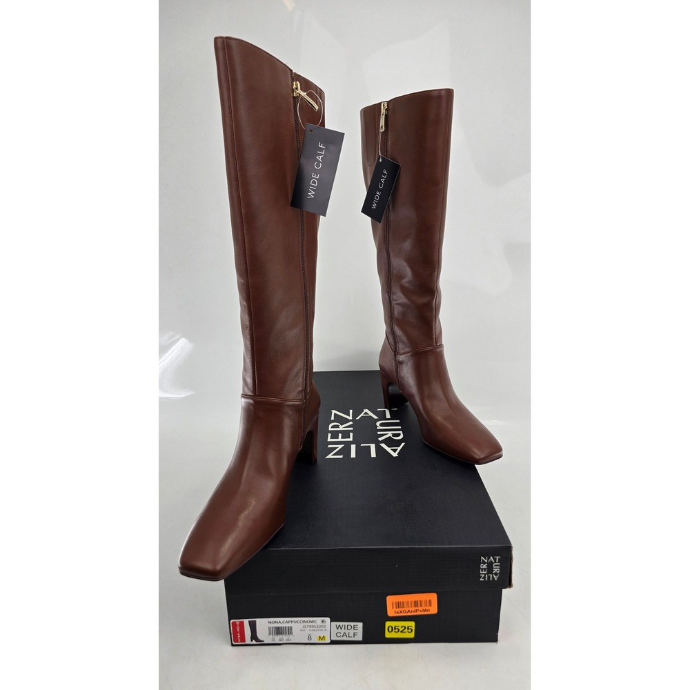 Naturalizer Nona Tall Boots Womens 8M Cappuccino Brown Wide Calf - New